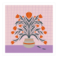 Tulips in a vase - orange and violet (Print Only)