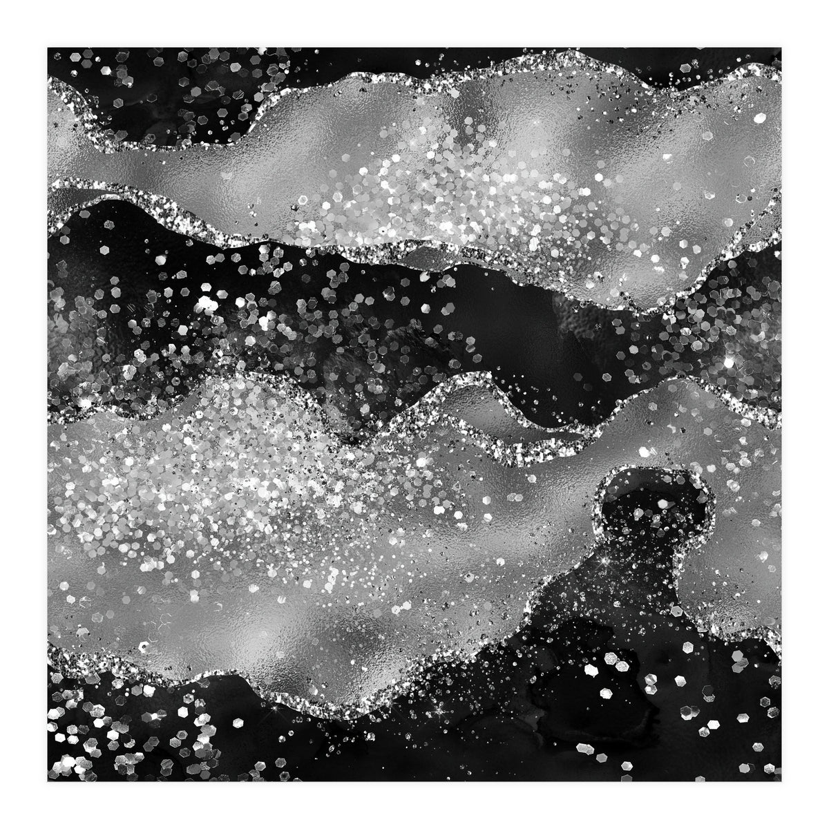 Black Glitter Agate Texture 03  (Print Only)