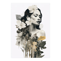 Collage Of A Woman And Flowers   (Print Only)