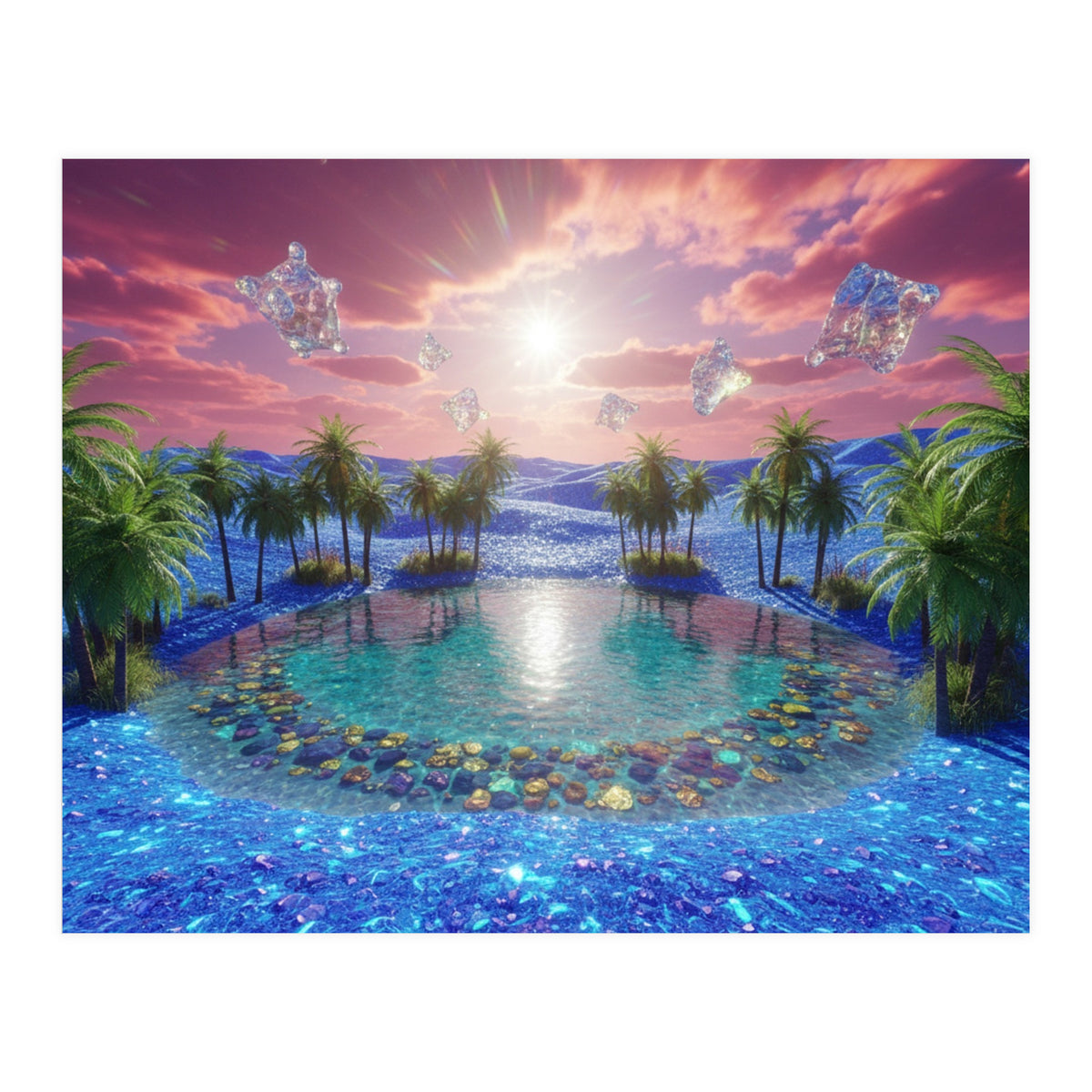 Oasis of Dreams: Surreal Tropical Landscape (Print Only)
