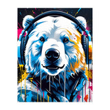 Polar Bear In Headphones, Graffiti (Print Only) thumbnail