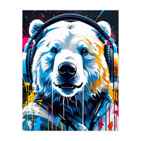 Polar Bear In Headphones, Graffiti (Print Only)