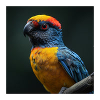 Close Up Colorful Parrot Perched On A Branch (Print Only)