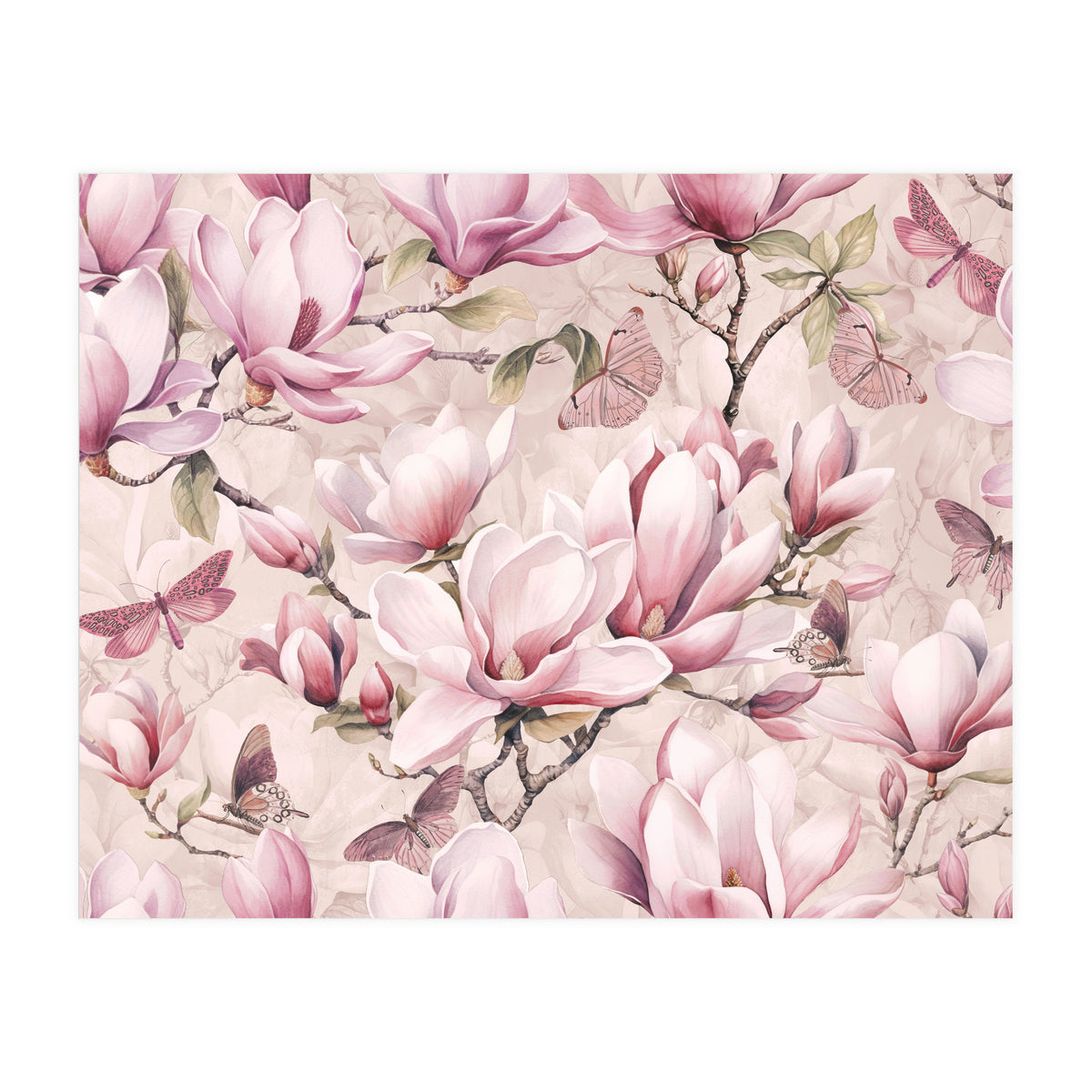 Magnolia And Butterfly (Print Only)