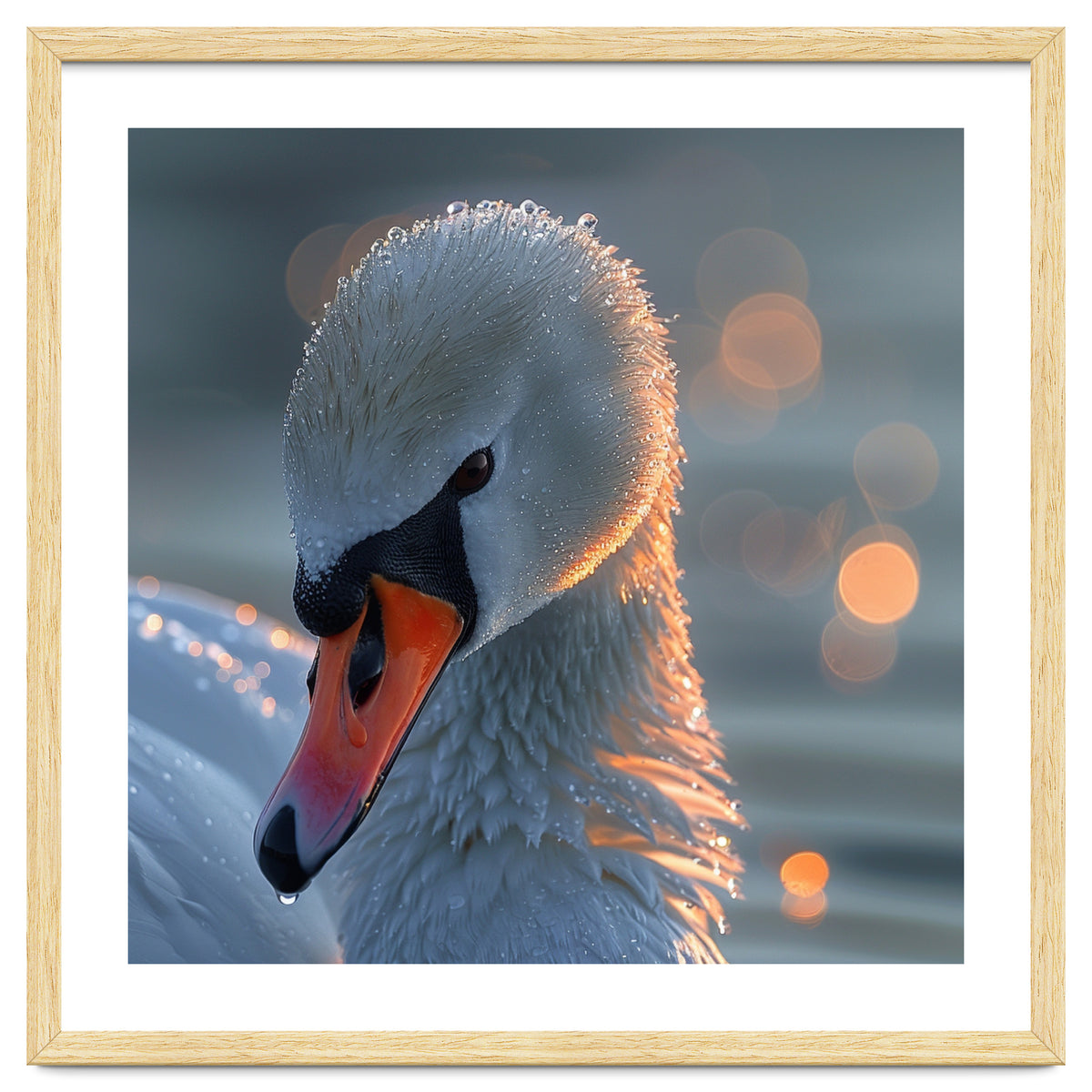 Close Up Of A Swan With Water Droplets