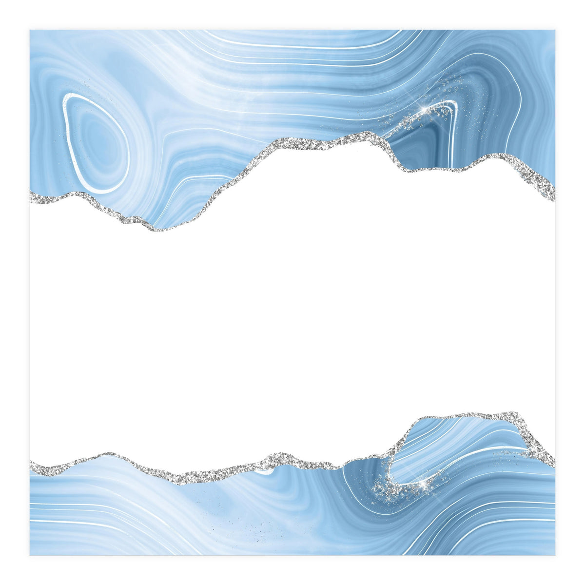 Blue & Silver Agate Glitter Texture 08 (Print Only)