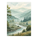 Serene River Valley in Soft Watercolor (Print Only) thumbnail