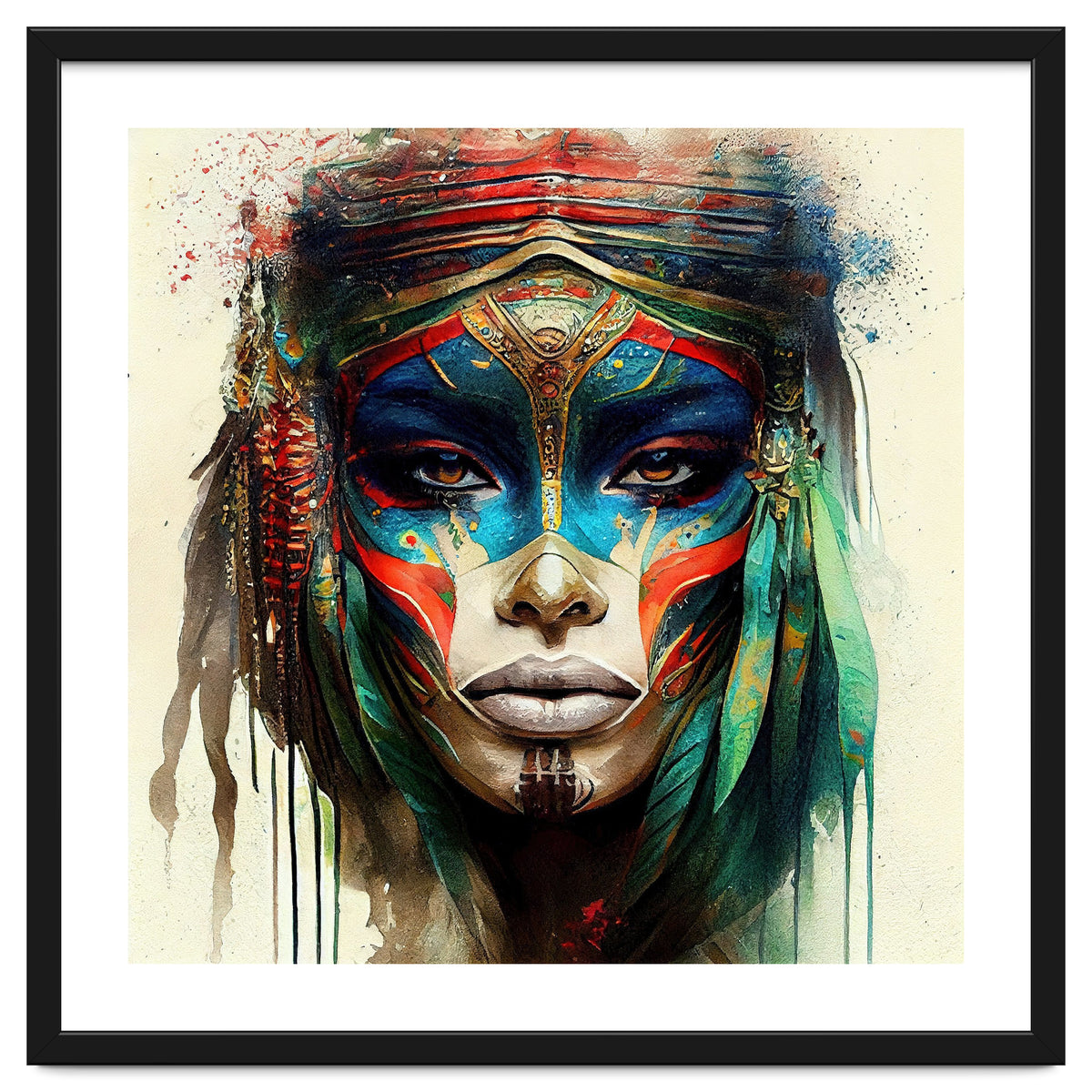 Turquoise Warrior Woman Portrait