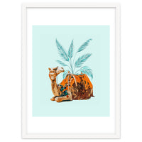 Camel Ride, Modern Bohemian Eclectic Animals, India Culture Travel Palm Desert Painting