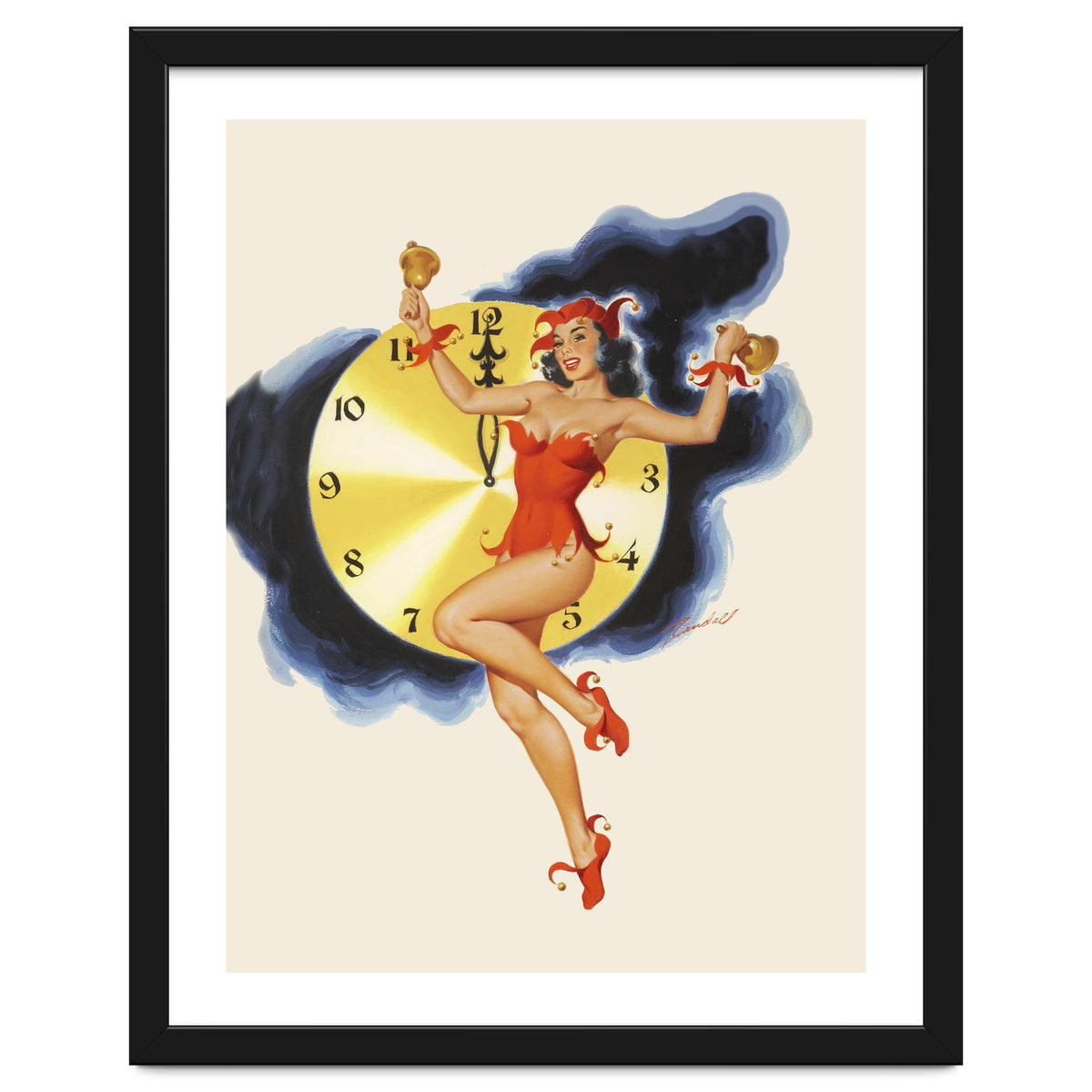 Pinup Girl Celebrating New Year