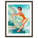 Happy Pinup Girl On The Beach Hugging Her Rubber Toy thumbnail
