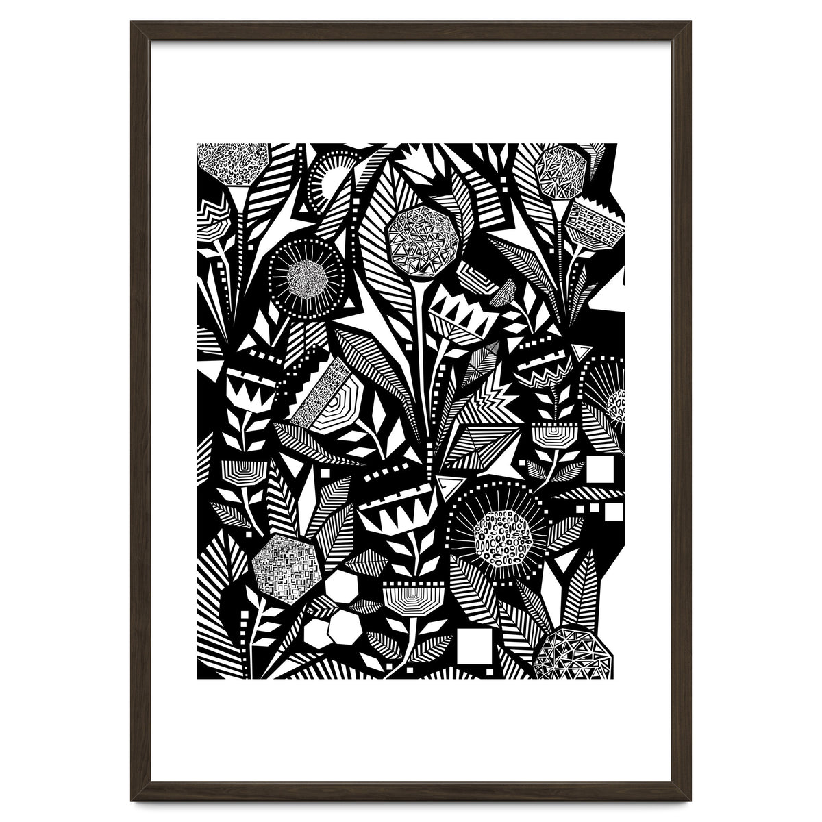 African Tribal, Black & White Abstract Drawing Sketch Line Art, Rustic Botanical Illustration, Bohemian Eclectic Scandinavian Vintage Bold