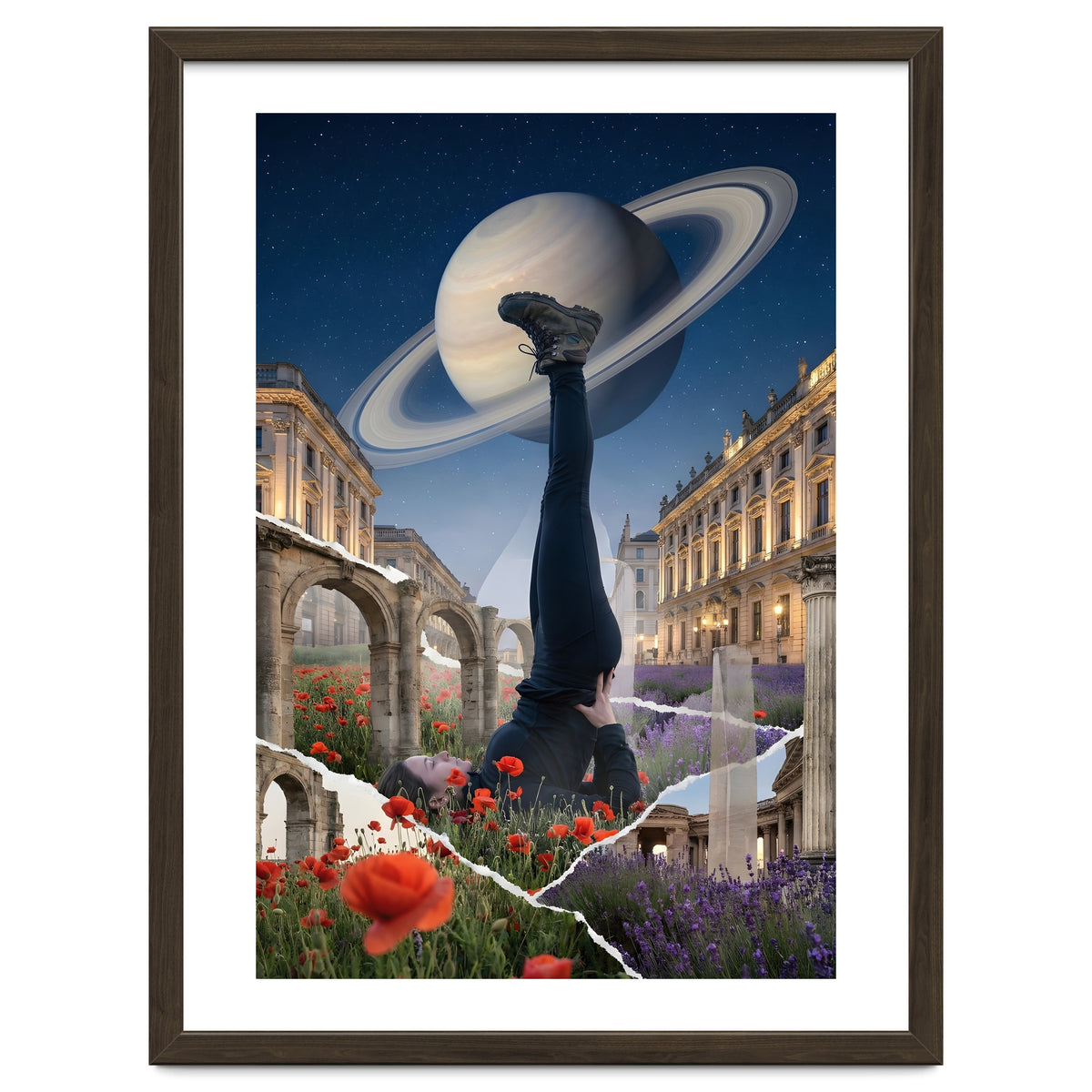 Cosmic Balance: Surreal Yoga in Ancient Dreamscapes