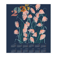 calendar 2025 Linocut flowers blue (Print Only)