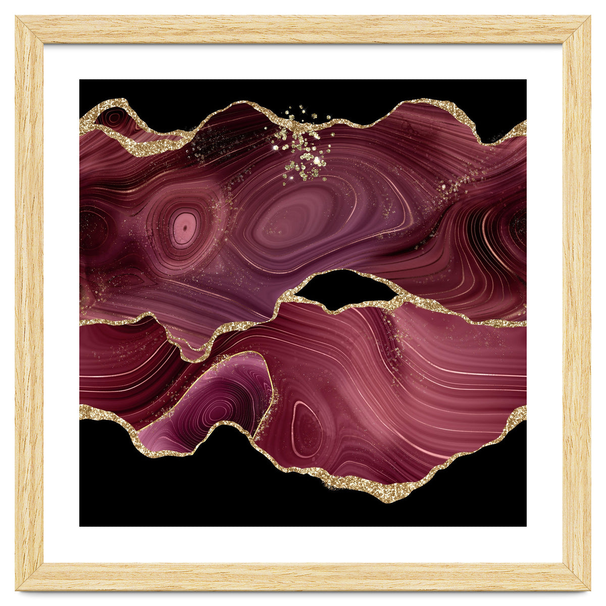 Burgundy & Gold Glitter Agate Texture 03