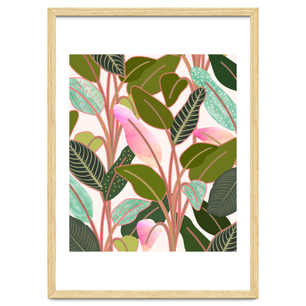 Color Paradise, Tropical Colorful Modern Bohemian Illustration, Eclectic Botanical Plant