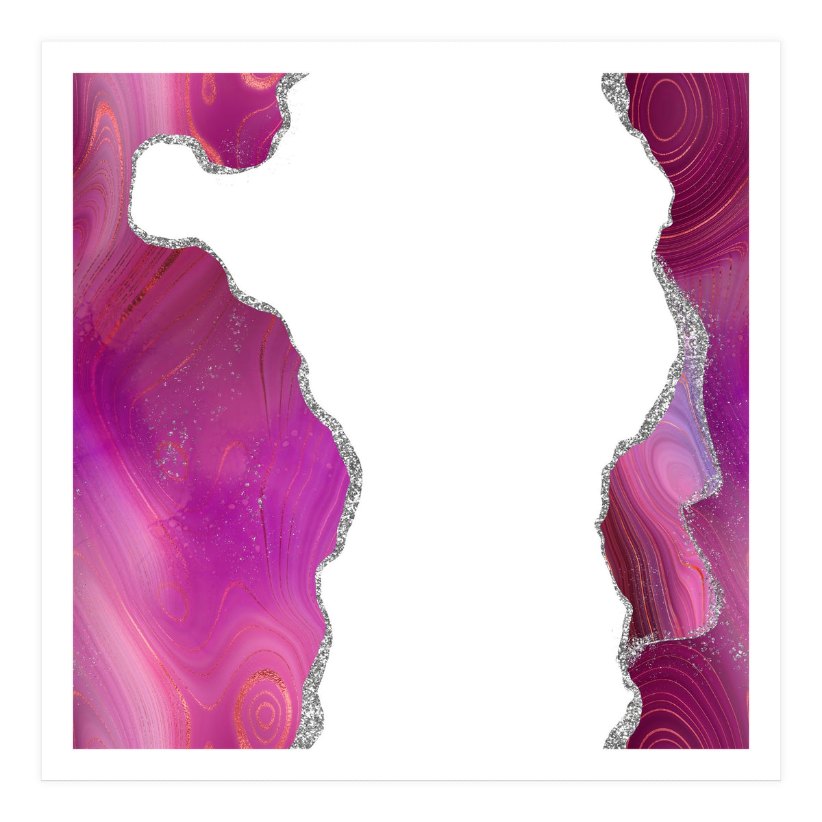 Magenta & Silver Agate Texture 06  (Print Only)