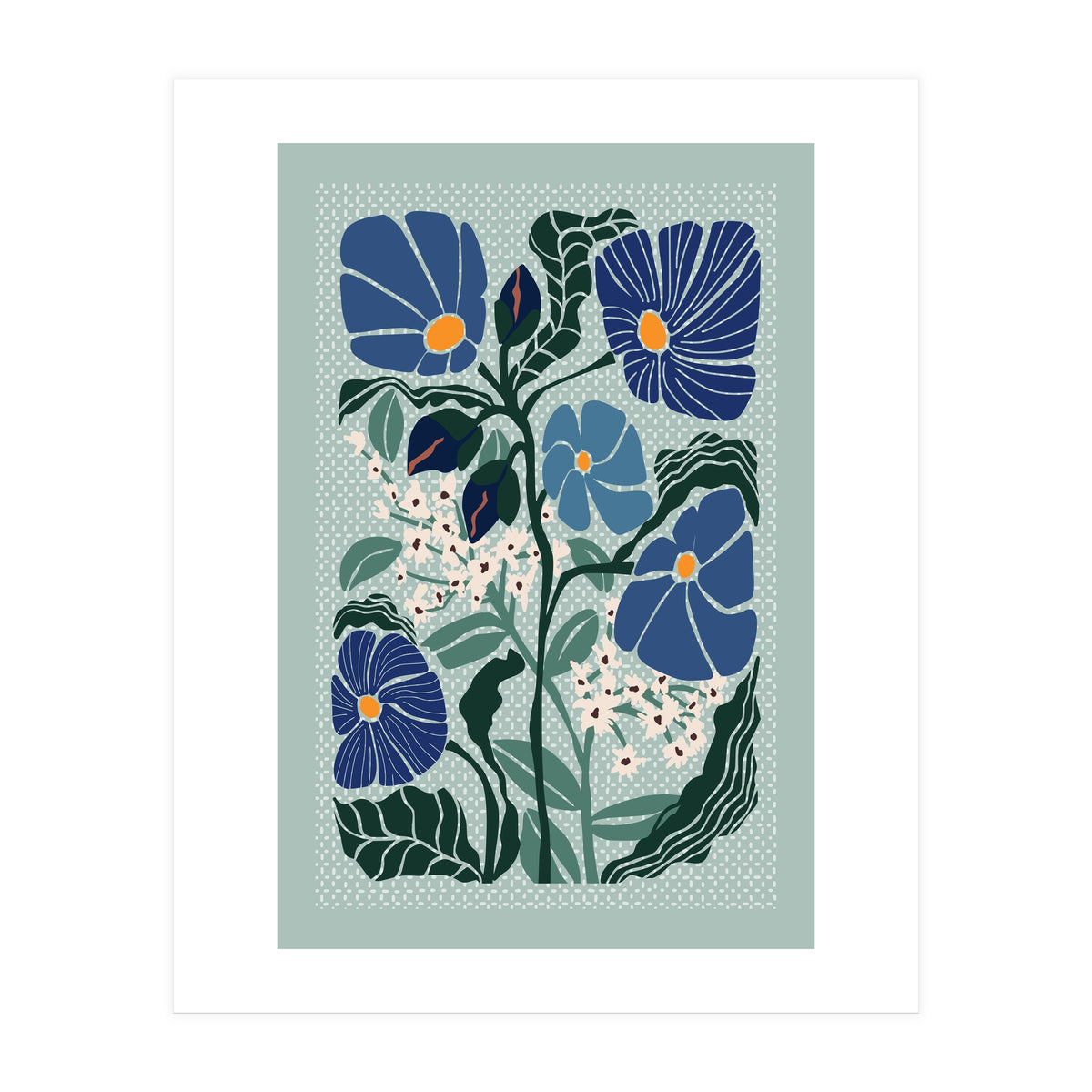 Klimt Flowers Light Blue (Print Only)