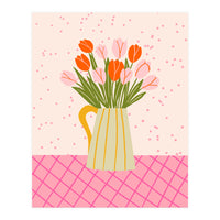 Tulips in a vase - pink and orange (Print Only)