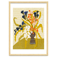 Floral Contemporary Still Life Mustard Yellow