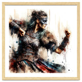 Viking Warrior Woman Watercolor Portrait thumbnail