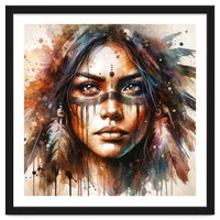 Powerful Tribal Warrior Woman Masked Gaze