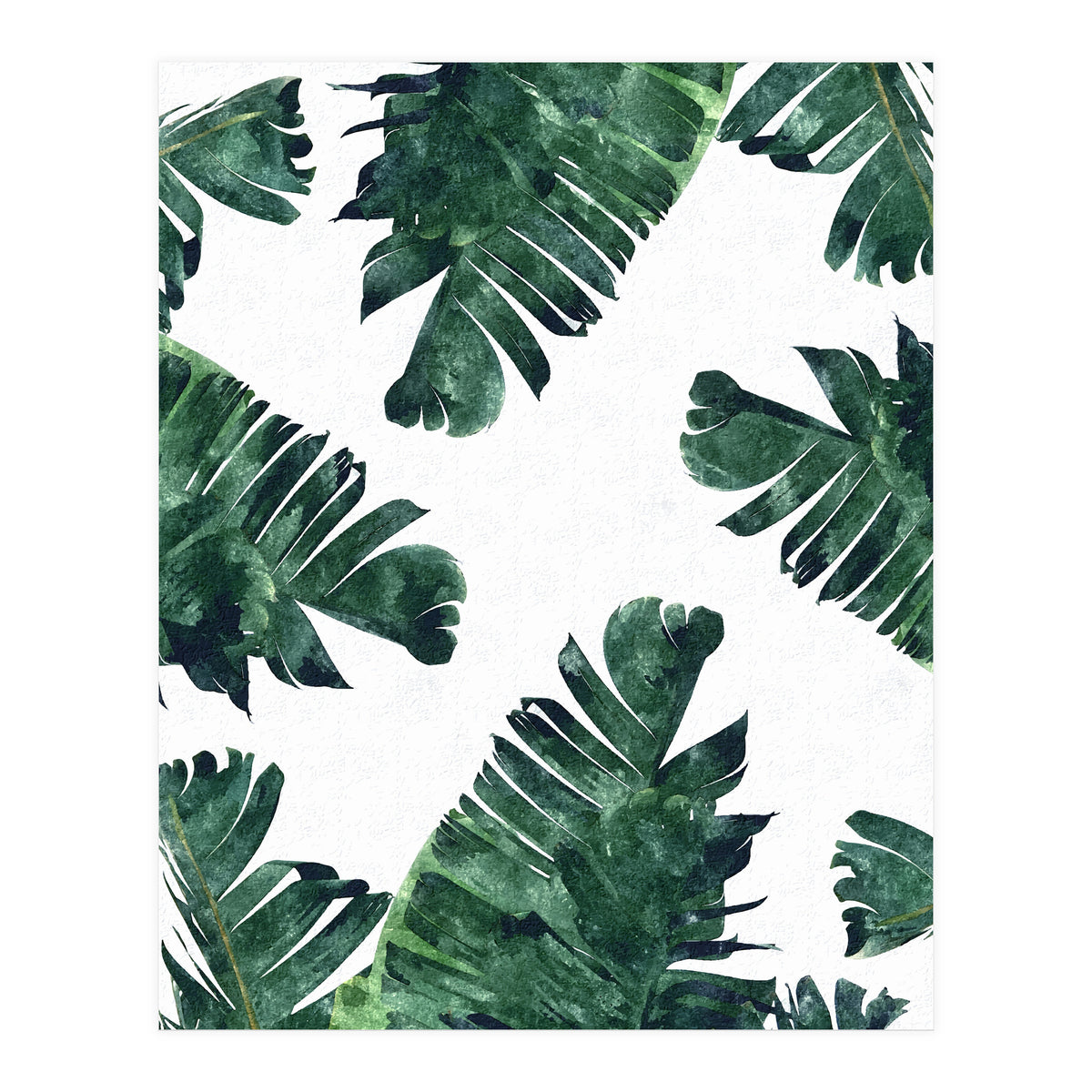 Banana Leaf Watercolor Painting, Tropical Nature Botanical Palm Illustration Bohemian Minimal Luxe (Print Only)