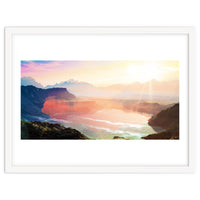 Sunrise Grandeur, Scenic Nature Landscape, Ocean Beach Travel Photography, Sea Waves Mindfulness
