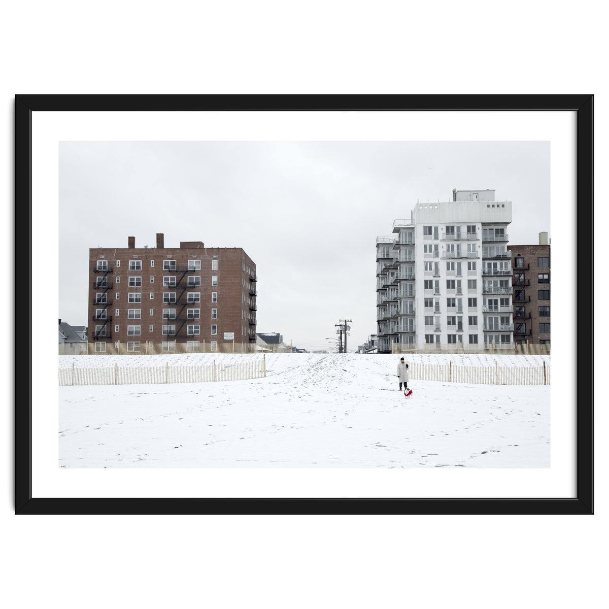 Walking with the dog on a snowy day