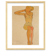 Seated female nude with raised right arm,1910 Gouache,.