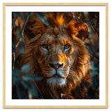 Close Up Majestic Lion Face Amidst Foliage thumbnail