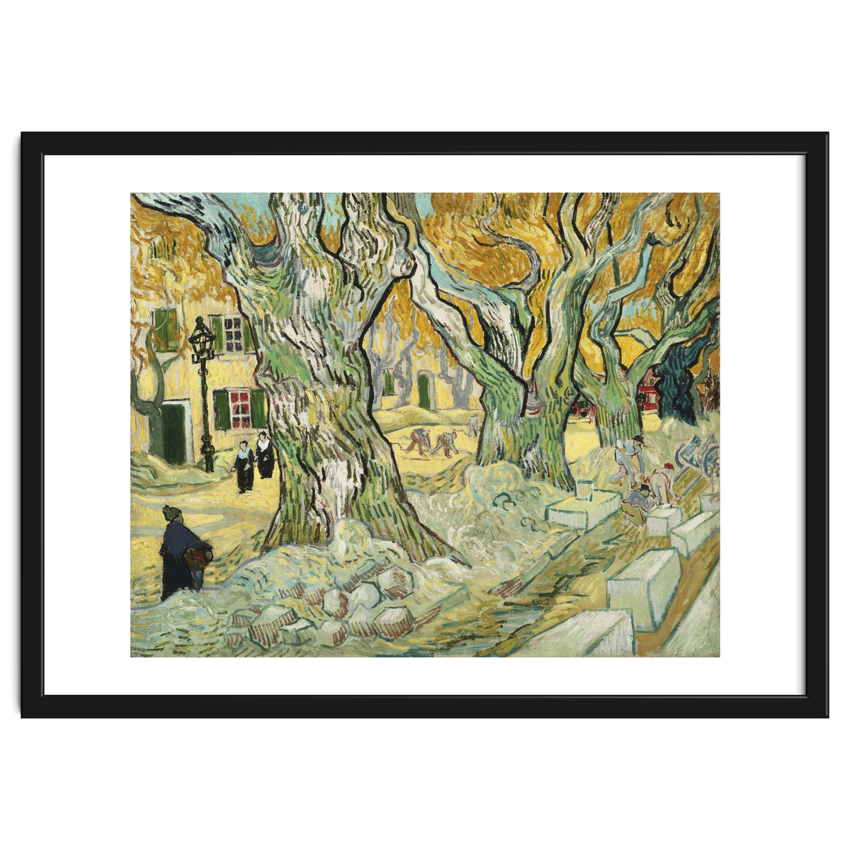 VINCENT VAN GOGH: The Road Menders. Date/Period: 1889. Painting. Oil on canvas.