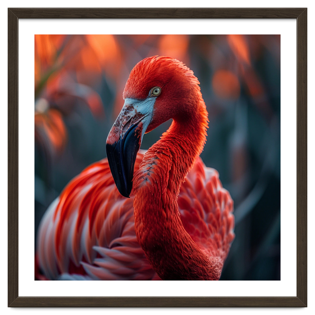Vibrant Flamingo Close Up Portrait Outdoor Nature