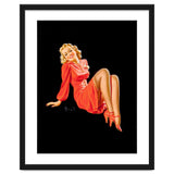 Smiling Pinup Woman Posing In Red Dress thumbnail