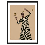 Woman With Birds And Zebra Pattern Dress thumbnail
