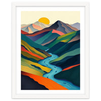 Minimalist Mountain River Landscape