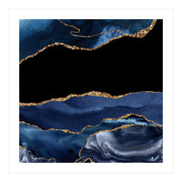 Navy & Gold Agate Texture 16  (Print Only)