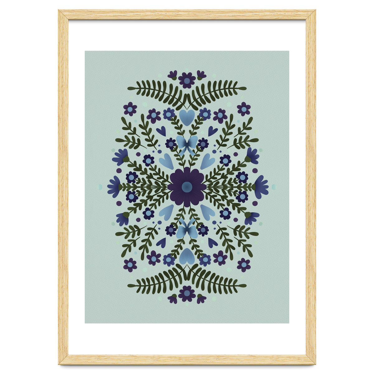 Flowers And Bows Blue And Green