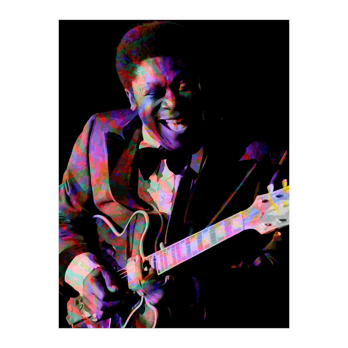 BB King. King Blues Guitarist. Blues Musician Legend Colorful (Print Only)