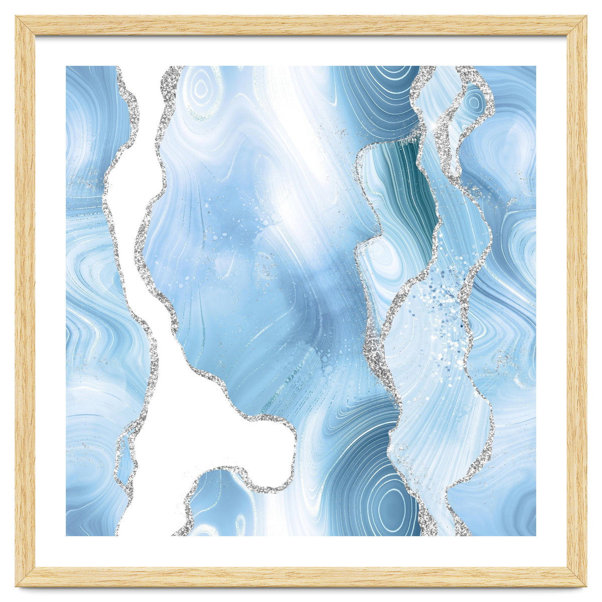 Blue & Silver Agate Glitter Texture 05