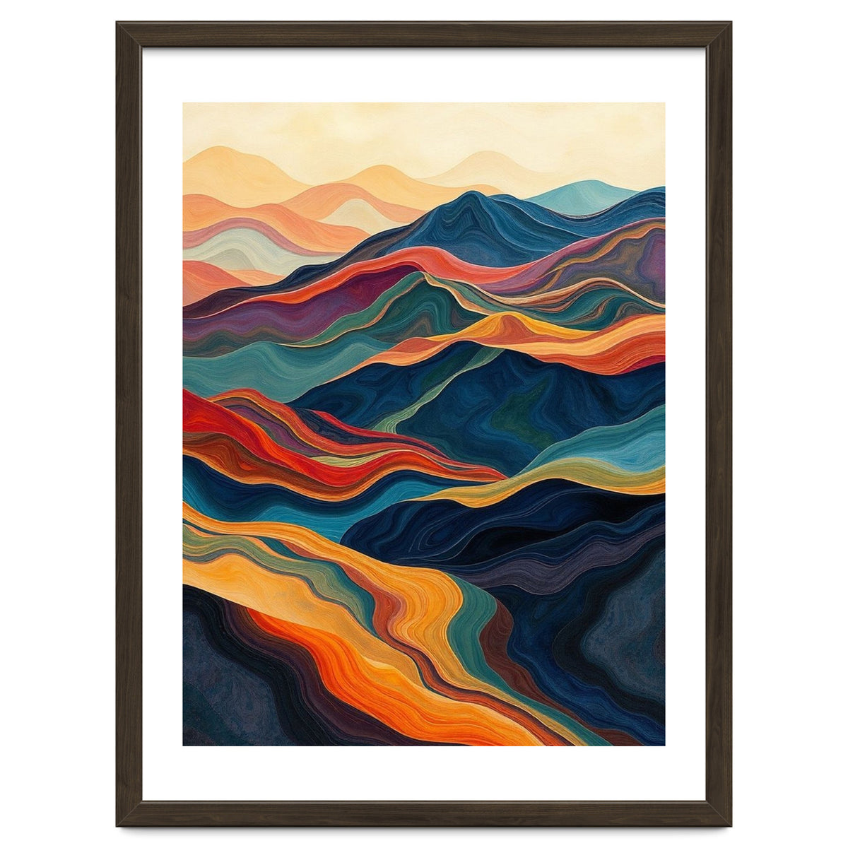 Abstract Mountain Landscape Art with Fluid Textures