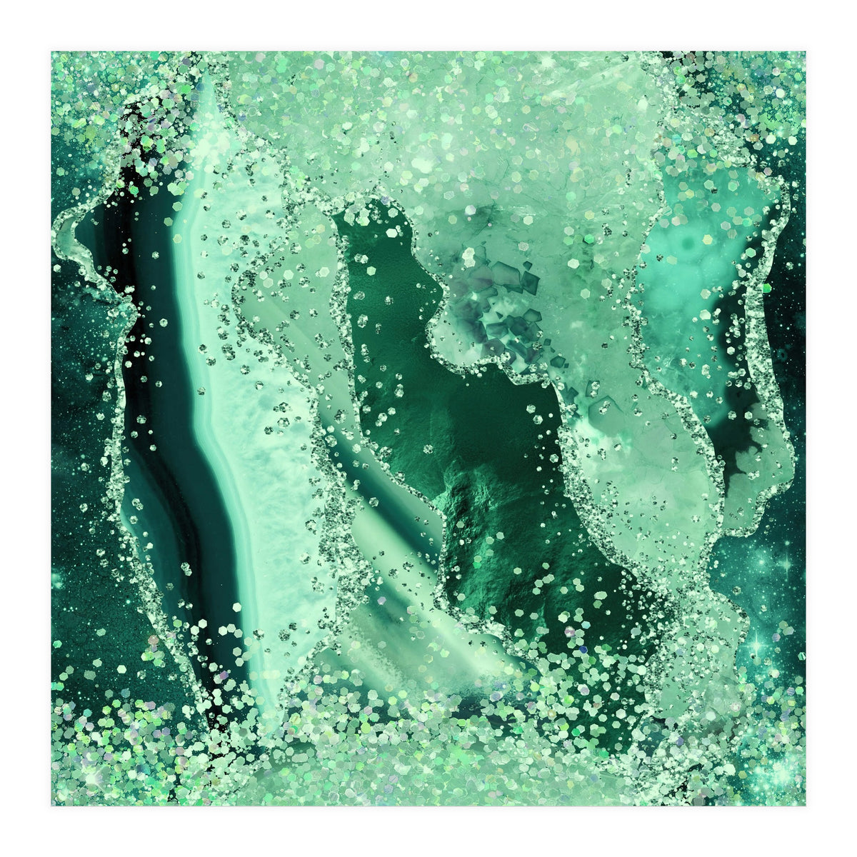 Emerald Glitter Agate Texture 03  (Print Only)