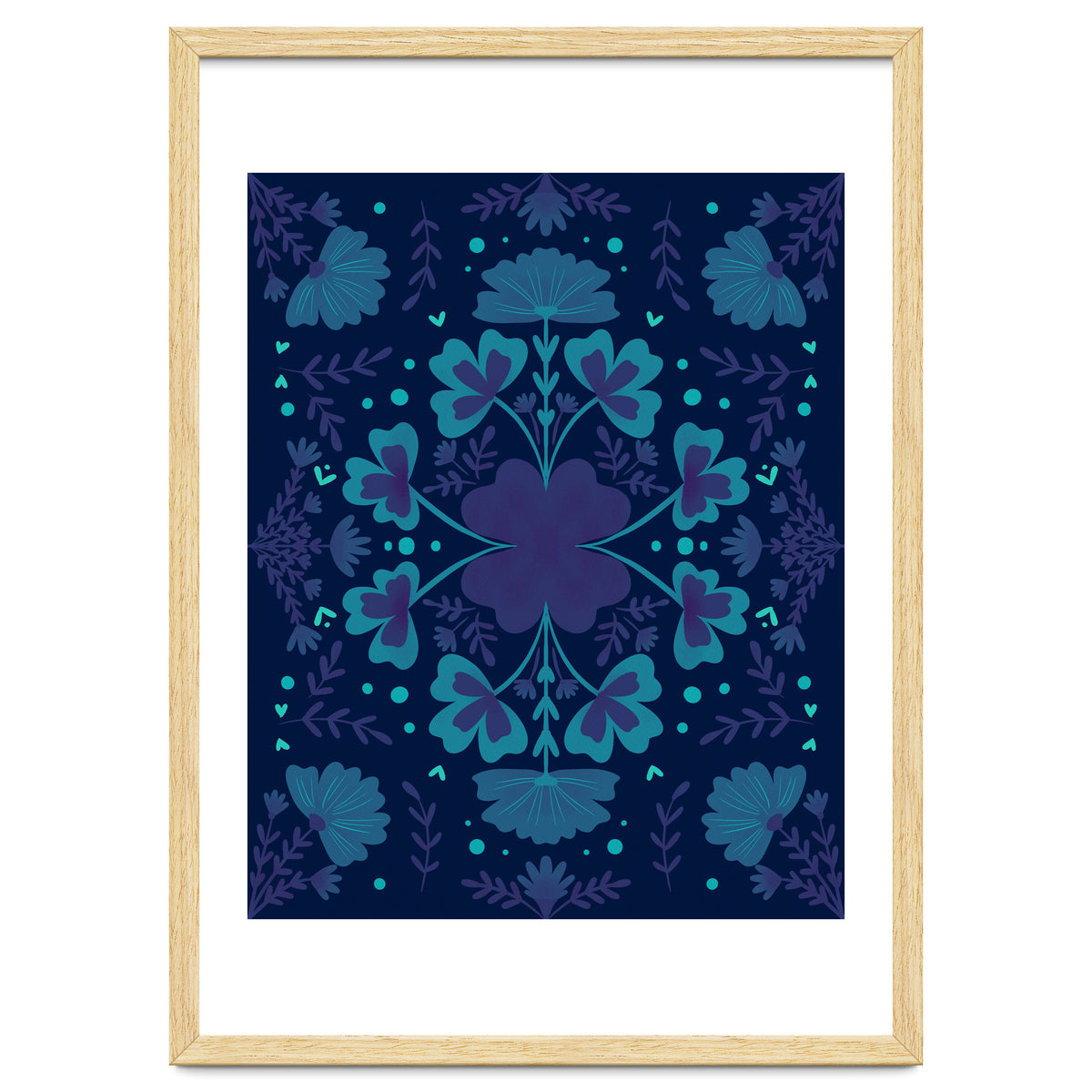 Clovers And Flowers Night Blue