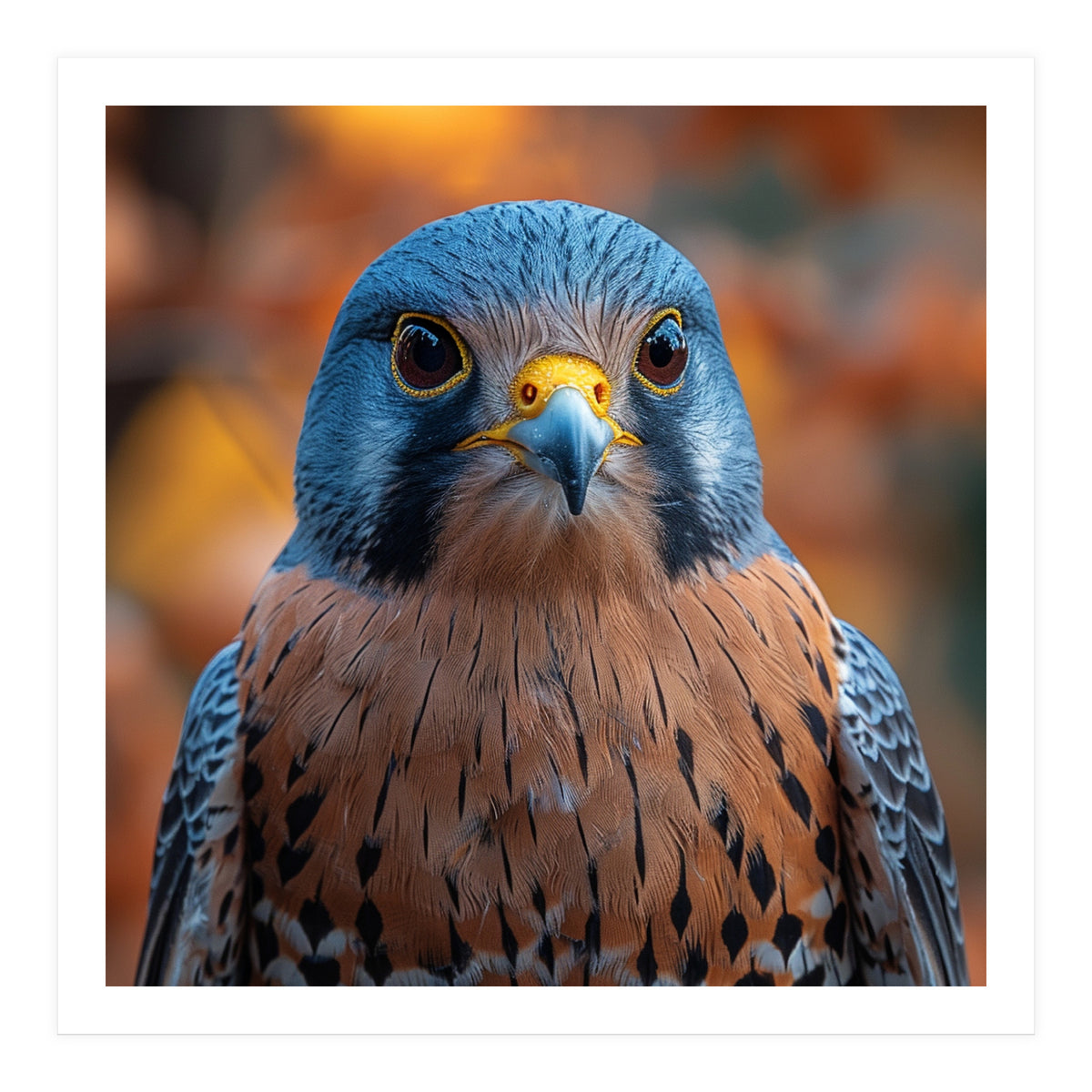 Close Up Of A Kestrel Bird Of Prey Portrait (Print Only)