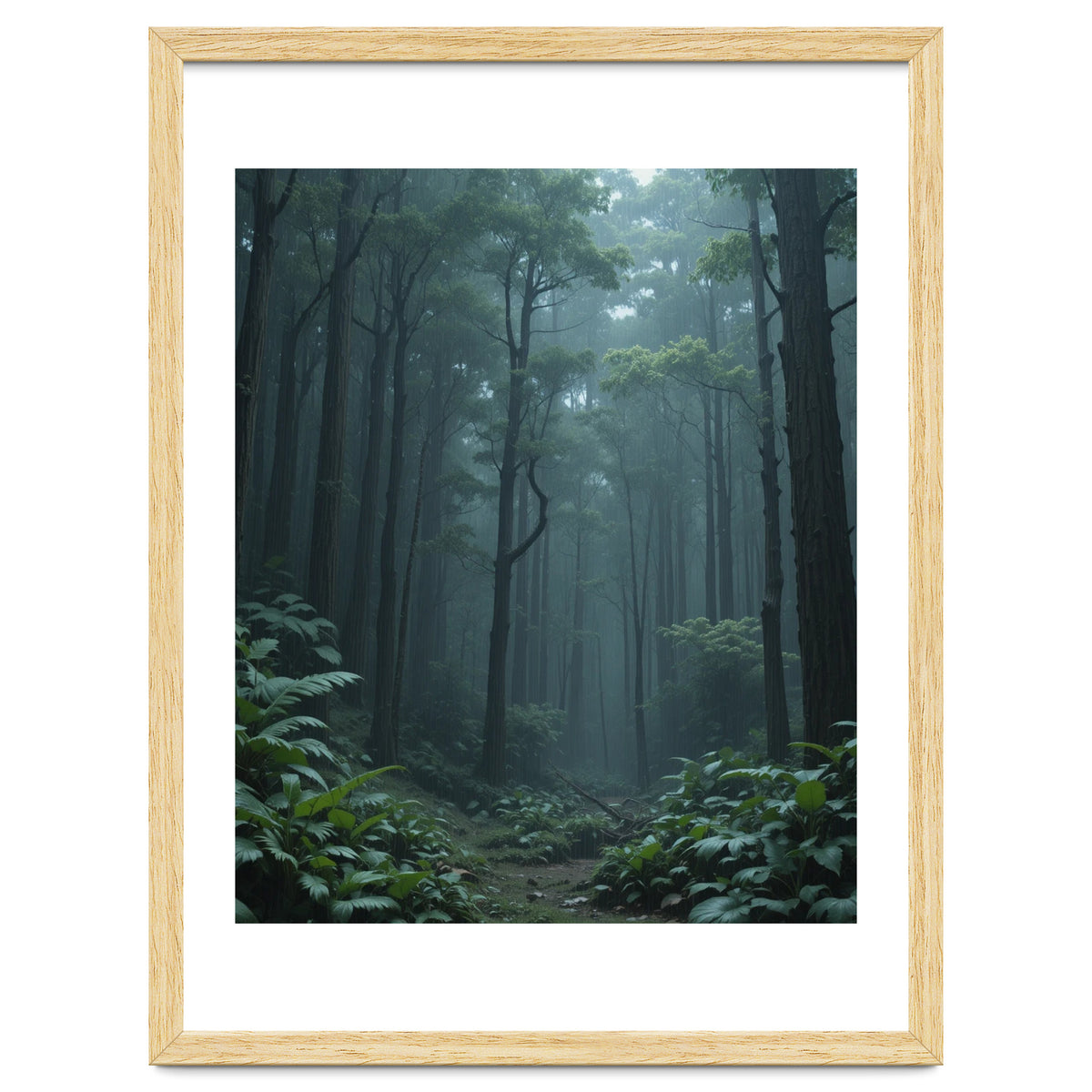 Ethereal Misty Forest in the Rain