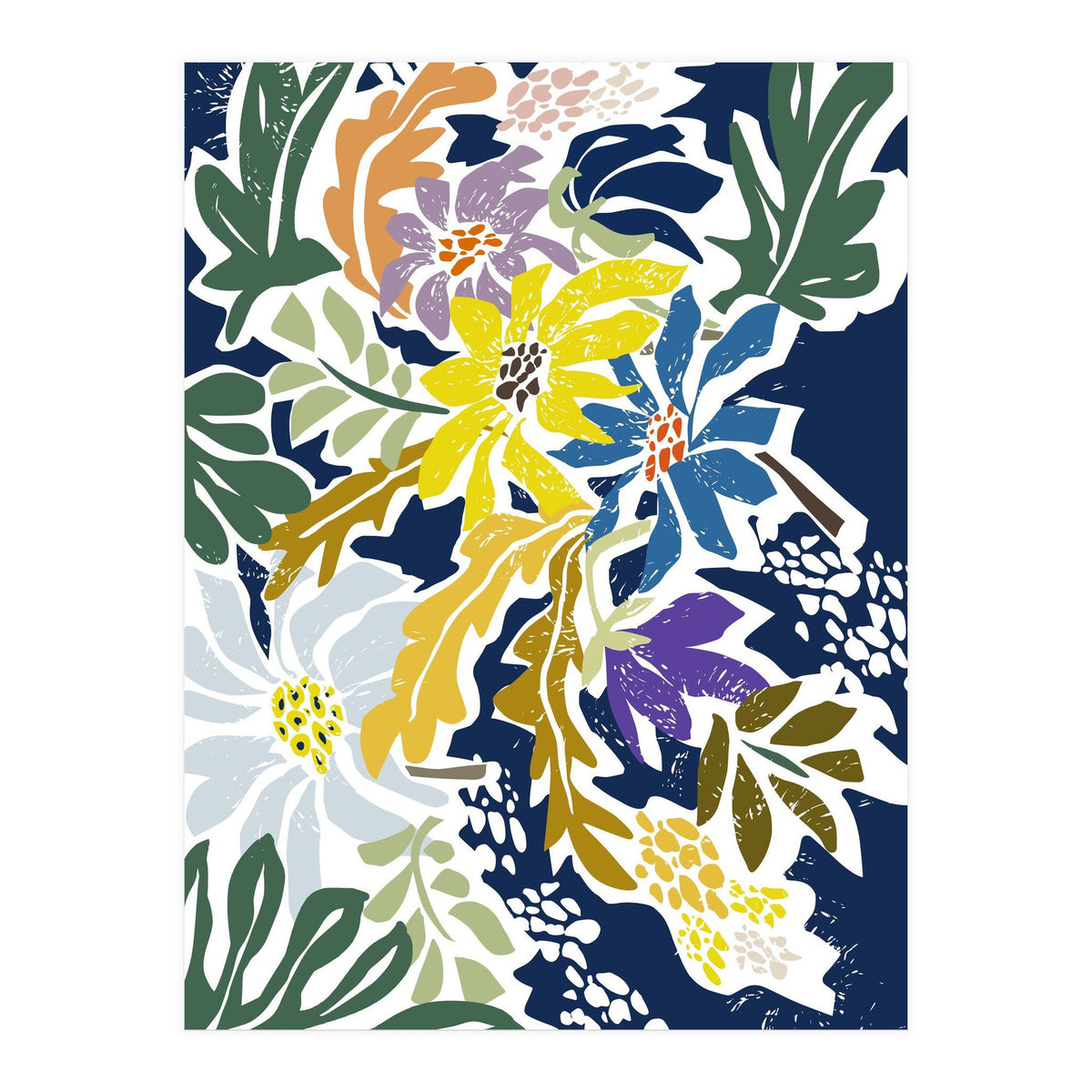 cosmopolitan flowers navy blue (Print Only)