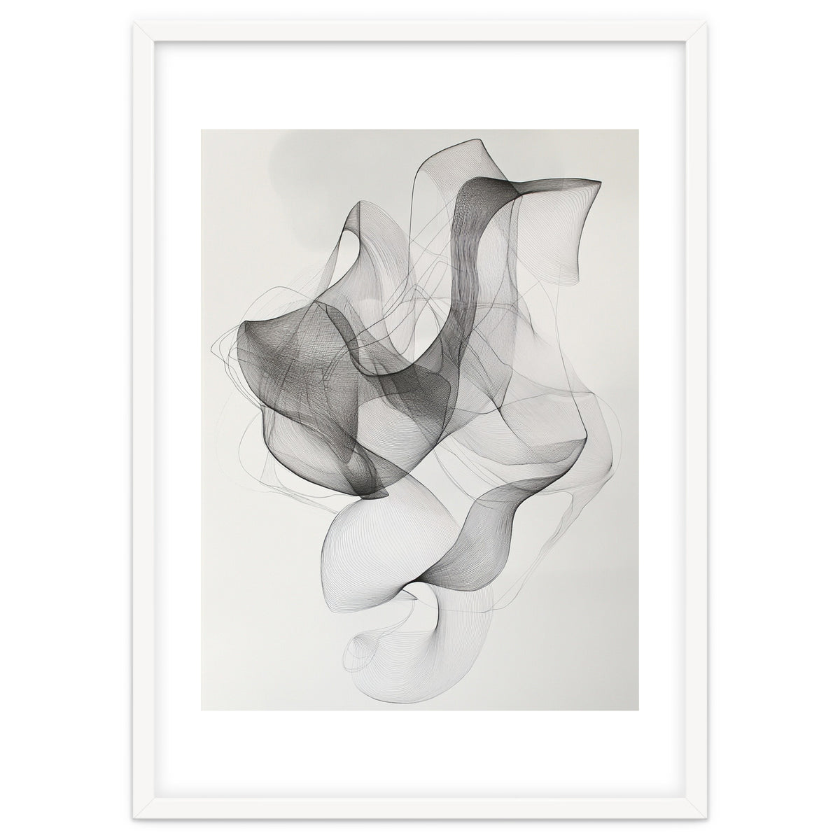 Abstract Black And White Swirling Lines Art
