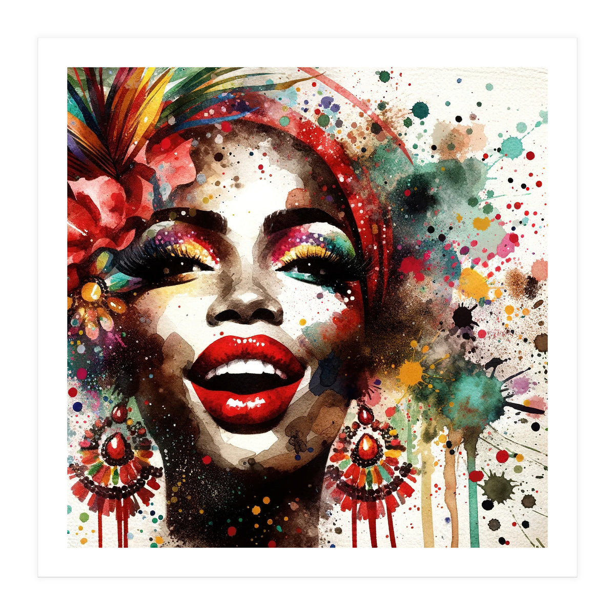 Brazilian Carnival Watercolor Portrait (Print Only)