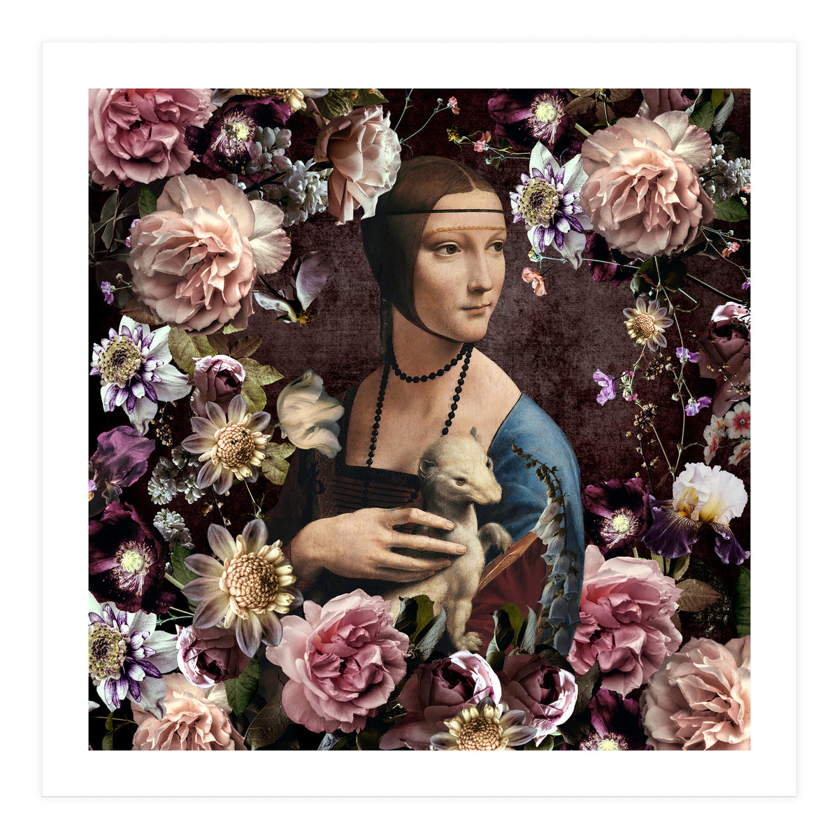 Woman with Ermine And flowers  (Print Only)