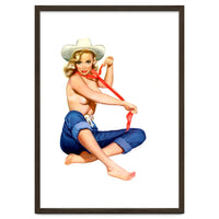 Pinup Texas Girl With White Cowboy Hat